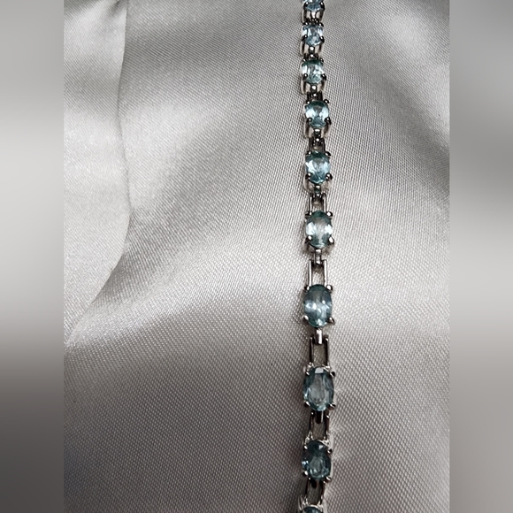 Sterling Silver Aquamarine Tennis Bracelet - Picture 3 of 4